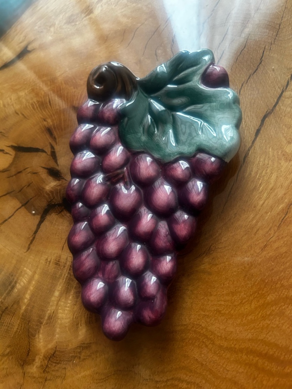 🍷FREE GIFT🍷vintage  Grape textured decanter & dish spoon rest wine - Picture 5 of 14